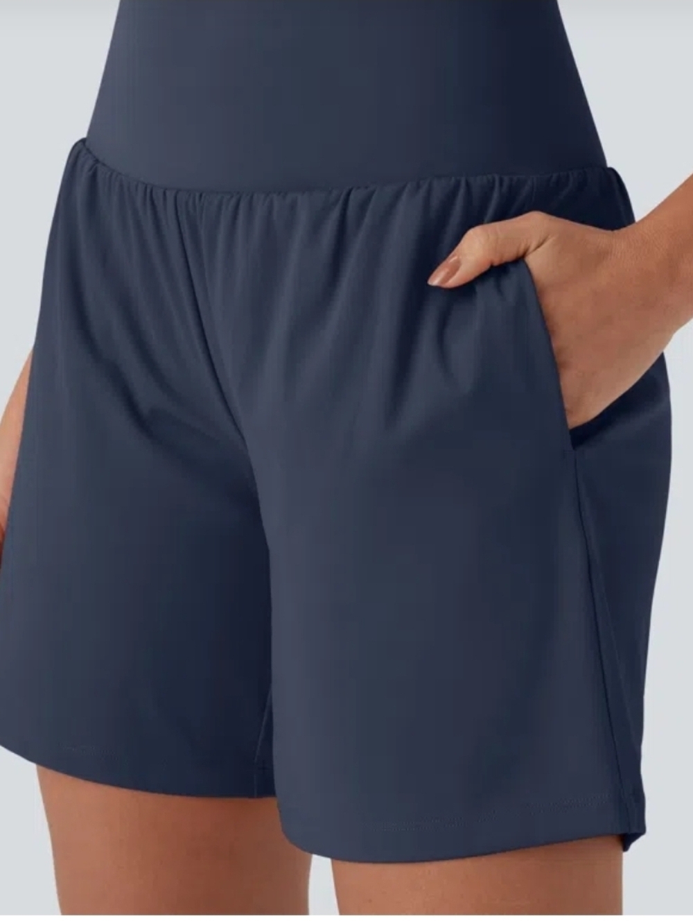HALARA NWT! SIZE LARGE Women's Navy Elastic-Waist Active Shorts